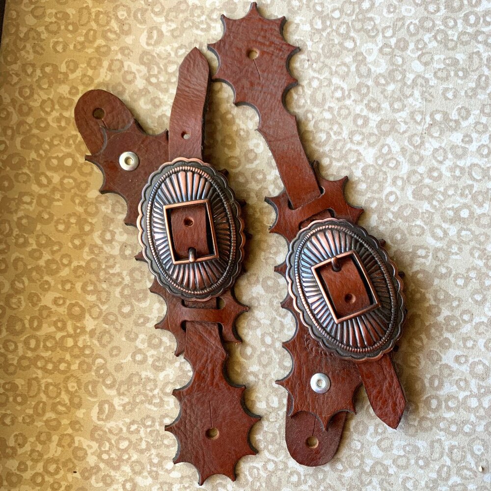 COPY - Western Handmade Leather Spur Straps; Copper Buckle